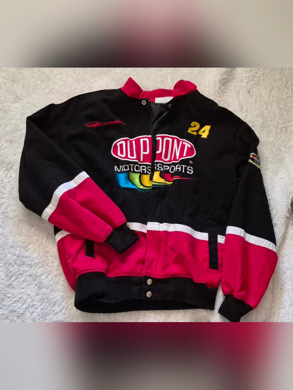 Dupont Adult Large Black & Red Motorsports Jacket - Size Not Specified